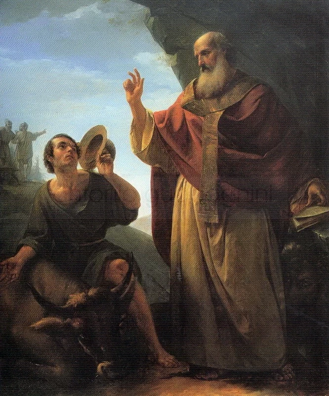Miracolo di San Biagio - 1851, olio su tela cm. 185x160, Chiesa parrocchiale di San Giovanni Battista, Albegno (BG)